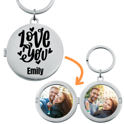 Personalized Couple's Locket Keyring with...