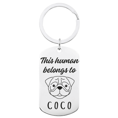 Military Tag Dog Breed and Name Engraved Keyring