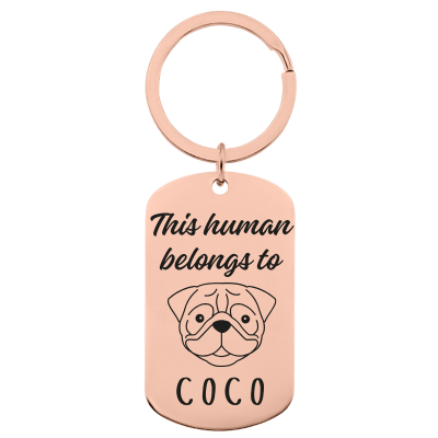 Military Tag Dog Breed and Name Engraved Keyring