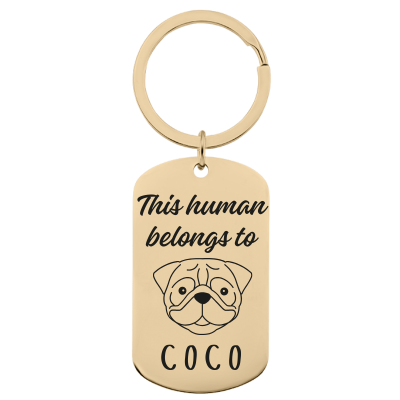 Military Tag Dog Breed and Name Engraved Keyring