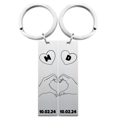 Cute Duo Lovers' Matching Keyrings—Personalized...