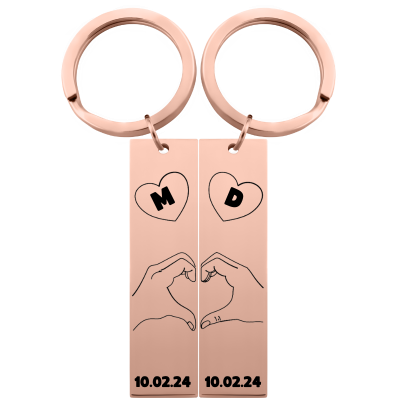 Cute Duo Lovers' Matching Keyrings—Personalized...