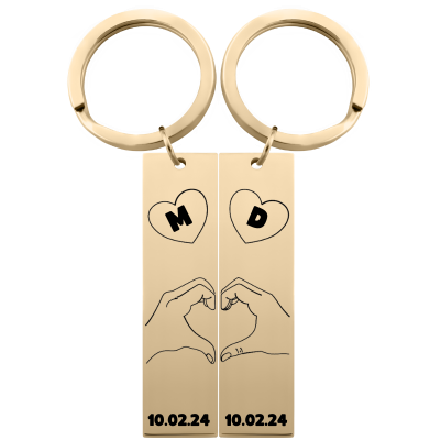 Cute Duo Lovers' Matching Keyrings—Personalized...