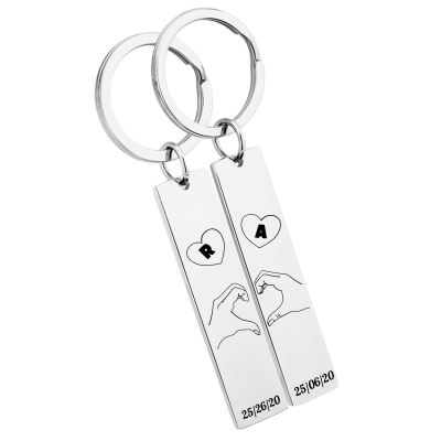 Cute Duo Lovers' Matching Keyrings—Personalized...